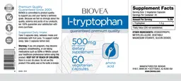 Label for L-Tryptophan 500 mg