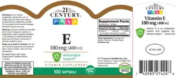 Label for E 180 mg (400 IU)