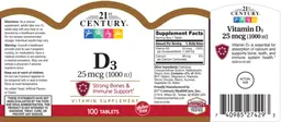 Label for D3 25 mcg (1000 IU)