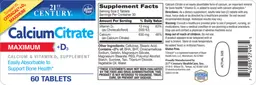 Label for Calcium Citrate +D3 Maximum