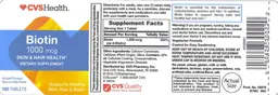 Label for Biotin 1000 mcg