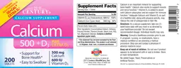 Label for Calcium 500+D3 plus Extra D3
