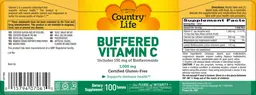 Label for Buffered Vitamin C 1,000 mg