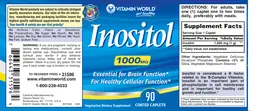 Label for Inositol 1000 mg