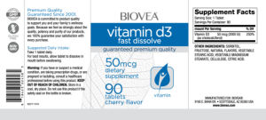 Vitamin D3 Fast Dissolve 50 mcg Cherry F