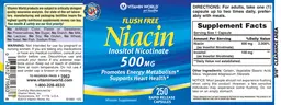 Label for Flush Free Niacin 500 mg