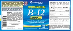 Label for Sublingual B-12 5000 mcg