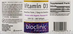 Label for Vitamin D3 1000 IU