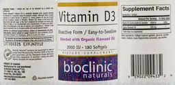 Label for Vitamin D3 2000 IU