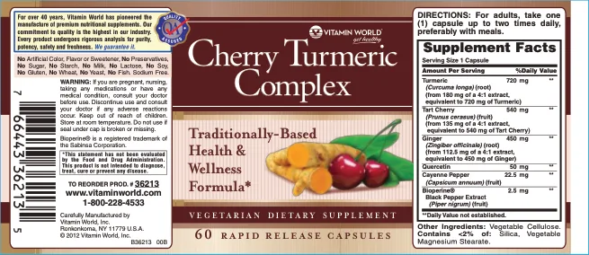 Label for Cherry Turmeric Complex