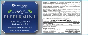 Label for Oil of Peppermint