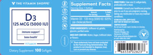 Label for D3 125 mcg (5000 IU)