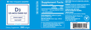 Label for D3 125 mcg (5000 IU)