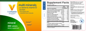 Label for Multi Minerals with Boron & Vitamin D No Iron