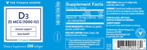 Label for D3 25 mcg (1000 IU)