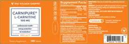 Label for Carnipure L-Carnitine 500 mg