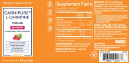 Label for Carnipure L-Carnitine 1100 mg Raspberry