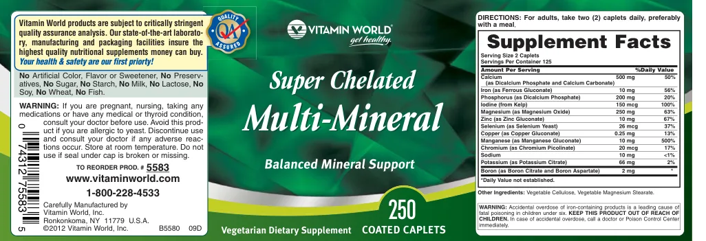 Label for Super Chelated Multi-Mineral