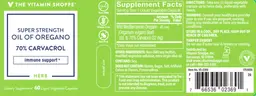 Label for Super Strength Oil of Oregano