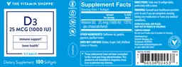 Label for D3 25 mcg (1000 IU)