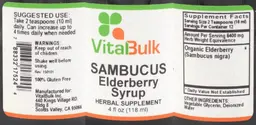 Label for Sambucus Elderberry Syrup