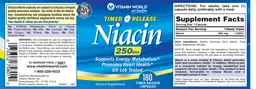 Label for Timed Release Niacin 250 mg