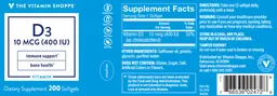 Label for D3 10 mcg (400 IU)