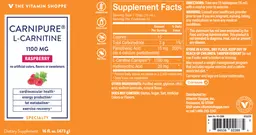 Label for Carnipure L-Carnitine 1100 mg Raspberry