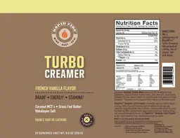 Label for Turbo Creamer French Vanilla Flavor