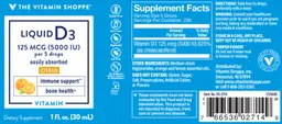 Label for Liquid D3 125 mcg (5000 IU) Citrus