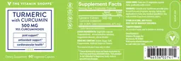 Label for Turmeric with Curcumin 500 mg