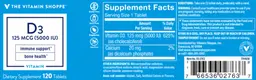Label for D3 125 mcg (5000 IU)