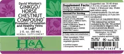 Label for David Winston's Ginkgo/Horse Chestnut Compound