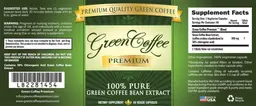 Label for 100% Pure Green Coffee Bean Extract