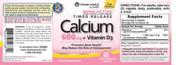 Label for Timed Release Calcium 600 mg + Vitamin D3