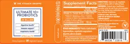 Label for Ultimate 10+ Probiotics 20 Billion