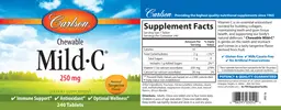 Label for Chewable Mild-C 250 mg Natural Tangerine Flavor