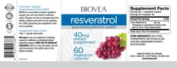 Label for Resveratrol 40 mg