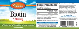 Label for Biotin 5,000 mcg