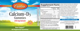 Label for Calcium + D3 Gummies