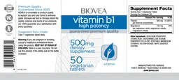 Label for Vitamin B1 High Potency 500 mg