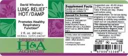 Label for David Winston's Lung Relief Hot/Damp