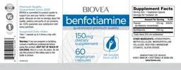 Label for Benfotiamine 150 mg