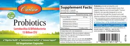 Label for Probiotics 15 BIllion CFU