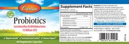 Label for Probiotics 15 BIllion CFU