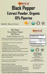 Label for Black Pepper Extract Powder, Organic