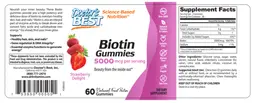 Label for Biotin Gummies 5000 mcg Strawberry Delight