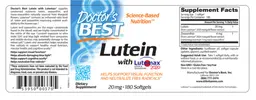 Label for Lutein with Lutemax 2020 20 mg