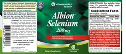Label for Albion Selenium 200 mcg