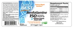 Label for Benfotiamine 150 + Alpha-Lipoic Acid 300